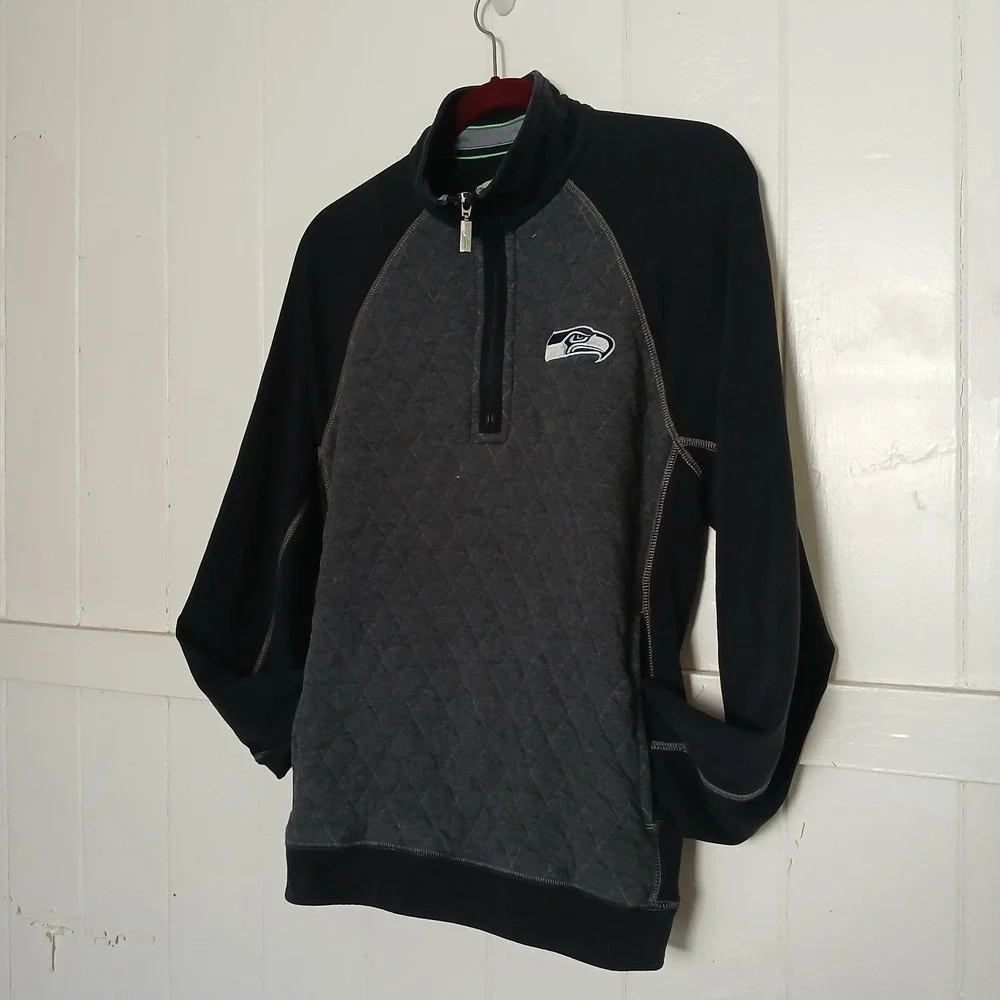 Tommy Bahama Seattle Seahawks Pullover Football NFL Mens Small Gray 1/4 Zip Mock